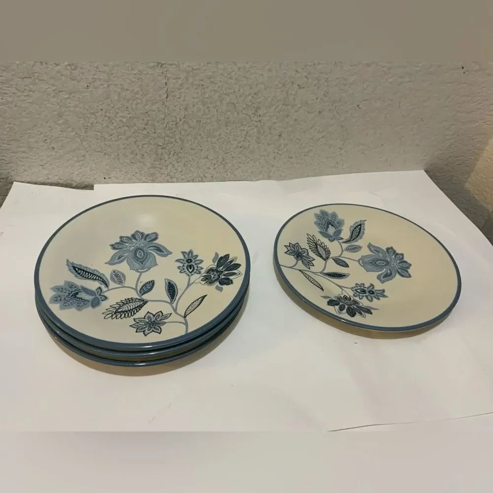 Global Floral Blue By Whole Home Salad Plates 8 1/4” 4 piece